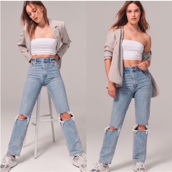 Abercrombie & Fitch Denim - Abercrombie & Fitch The Ankle Straight Ultra High Rise Jeans Light Wash Denim 27